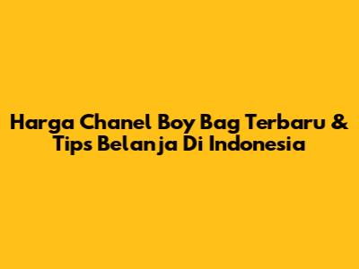 Harga Chanel Boy Bag Terbaru & Tips Belanja Di Indonesia